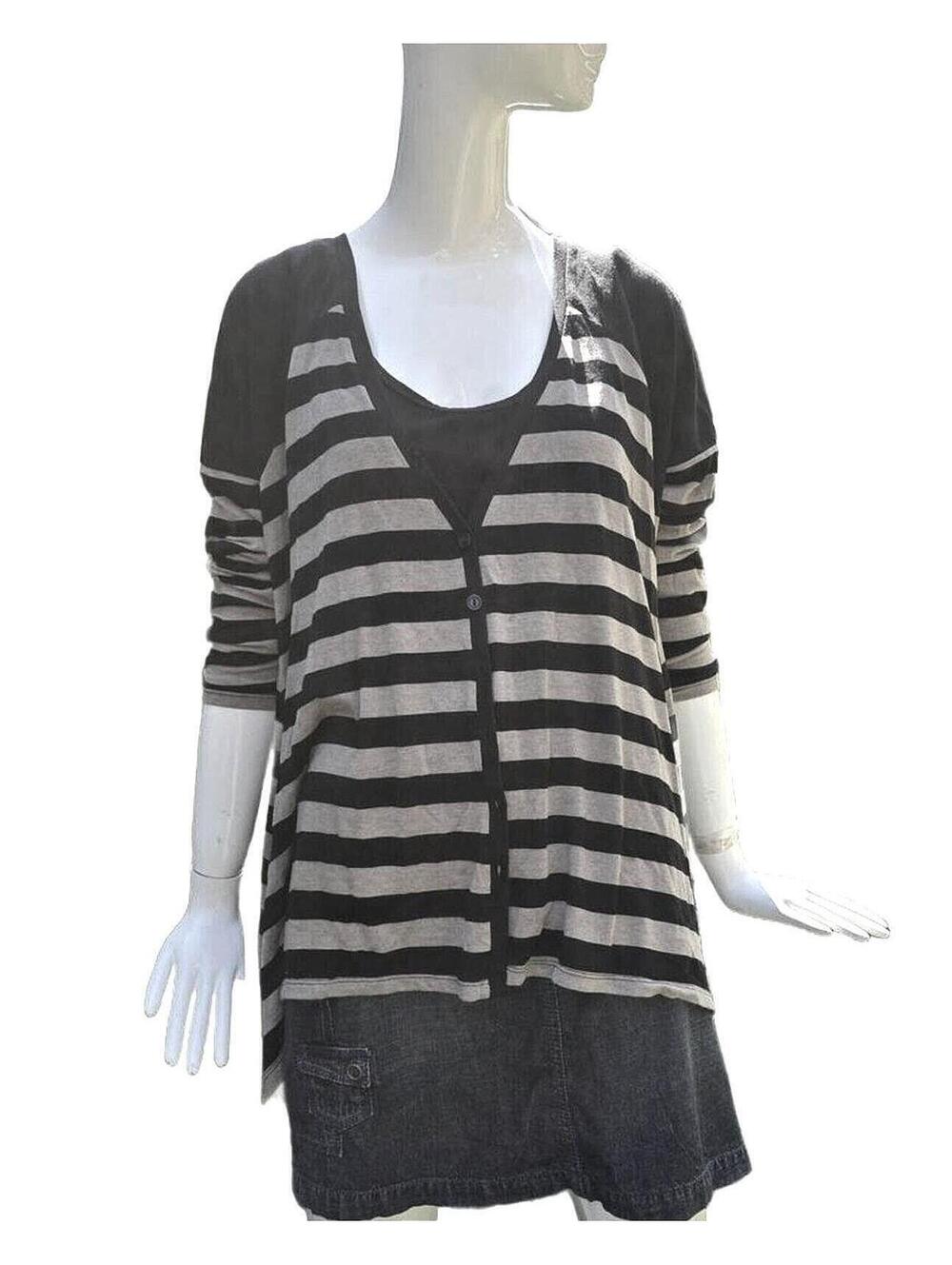 Bardot Black And Tan Oversized Light Cardigan With Pockets XL Preppy/French Girl